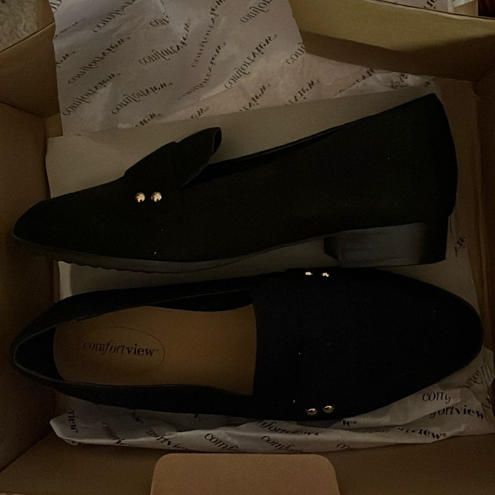 Comfortview Black Velvet Loafers